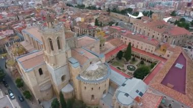 Tarragona Katedrali 'nin havadan görünüşü. Tarragona, Katalonya, İspanya.