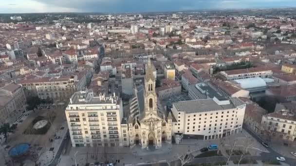 Veduta Aerea Della Chiesa Cattolica Nimes Francia — Video Stock