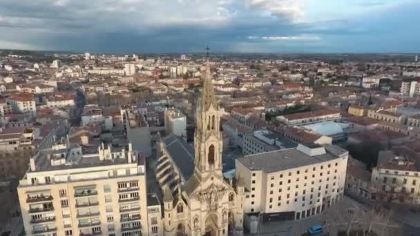 Veduta Aerea Della Chiesa Cattolica Nimes Francia — Video Stock