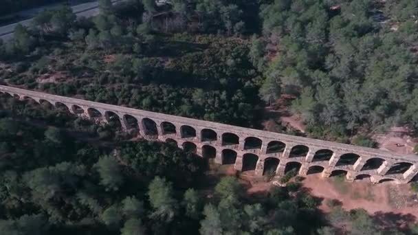 Luftaufnahme Des Antiken Römischen Aquädukts Tarragona Spanien — Stockvideo