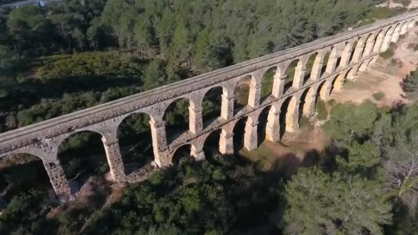 Pemandangan Udara Dari Pemandangan Saluran Air Romawi Kuno Tarragona Spanyol — Stok Video