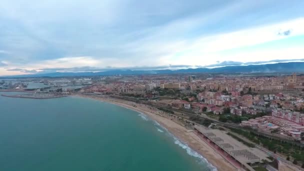 スペインのタラゴナ町のパノラマ空撮 — ストック動画