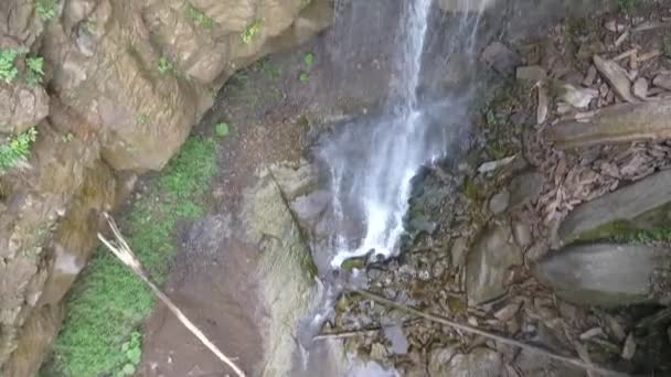 Krásný Dlouhý Vodopád Lese Letecký Pohled — Stock video