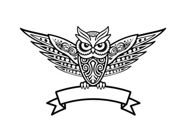 Vektör baykuş dövme stok görüntü.