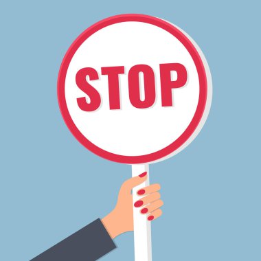 Kavram durdurmak. Dur işareti kadın elinde