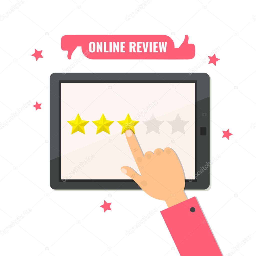 Online review. Star rating. Feedback concept. Review rating