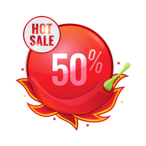 Hot prodej koncept s červenou paprikou a plamen — Stockový vektor