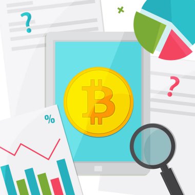 Bitcoin Blockchain kavramı. Grafiği, grafik ve bilgisayar tablet ile bitcoin.