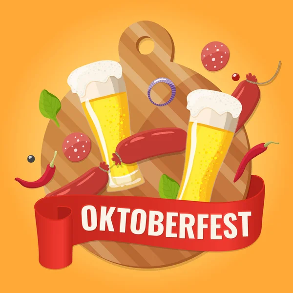 Oktoberfest Festival della birra tradizionale tedesca Design. Bandiera per festa della birra . — Vettoriale Stock