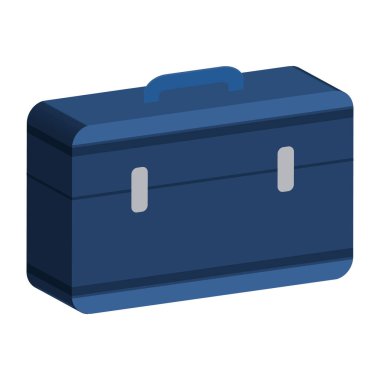 Saplı mavi bavul. Üç boyutlu. Vektör stok illüstrasyonu.