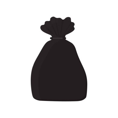 Kravatlı siyah çöp torbası. Ekoloji konsepti. Vektör stok düz illüstrasyon beyaz arkaplanda izole.