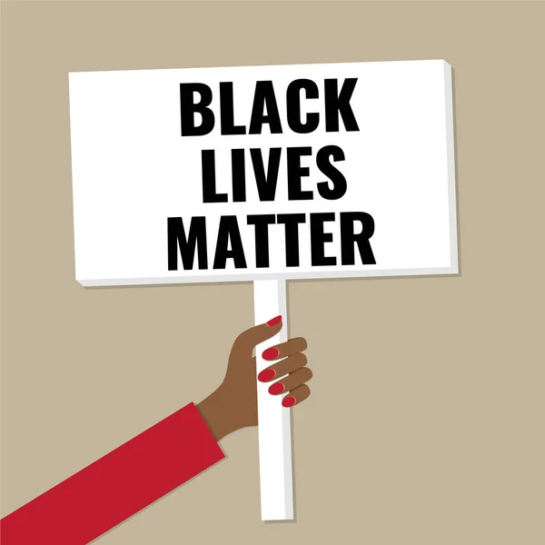 Banner in hand. Concept - black lives matter, anti racism demonstration. — Stock Vector