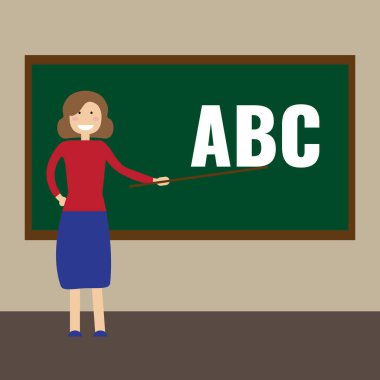 Öğretmenler Günü konseptin kutlu olsun. Tahtadaki öğretmen ders veriyor..