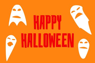 Cadılar Bayramı için hayaletli pankart. Mutlu Cadılar Bayramı konsepti.