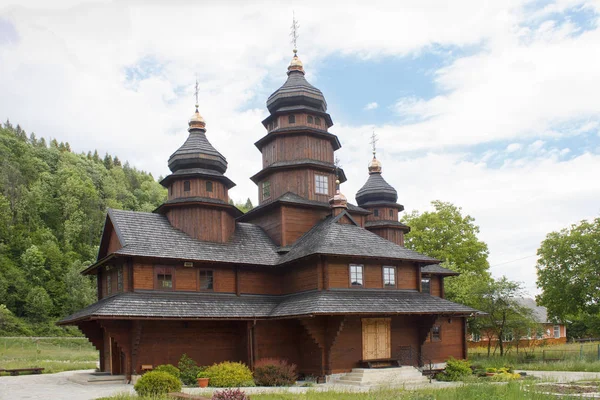 Wooden architecture. Orthodox church in the Carpathians. 22, 2018 in Yaremche, Ukraine.