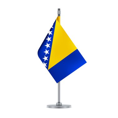 Bayrak tasarım. Bosna Herzegovinan bayrağını metalik kutubun. Tasarımlarınız için izole şablonu. Vektör çizim.
