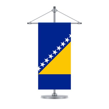 Bayrak tasarım. Bosna Herzegovinan bayrak metalik çapraz kutup. Tasarımlarınız için izole şablonu. Vektör çizim.