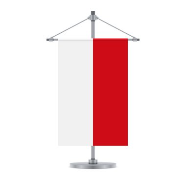 Bayrak tasarım. Endonezya bayrağı cmetallic üzerinde kutup çapraz. Tasarımlarınız için izole şablonu. Vektör çizim.