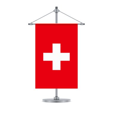 Bayrak tasarım. İsviçre bayrağı çapraz metalik kutup. Tasarımlarınız için izole şablonu. Vektör çizim.