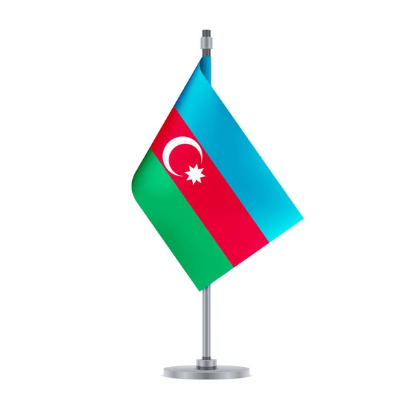 Návrh Vlajky Ázerbájdžánská Vlajka Visí Kovové Tyči Izolované Šablona Pro — Stockový vektor
