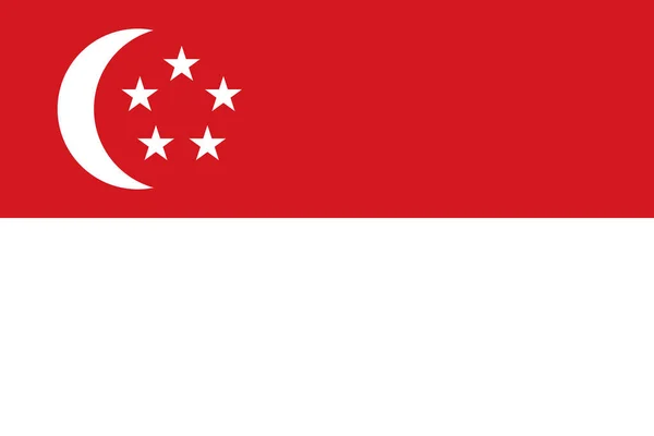 Desain Bendera Bendera Singapura Pada Latar Belakang Putih Terisolasi Tata - Stok Vektor