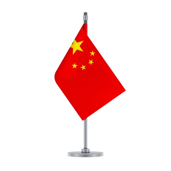 Vlag Ontwerpen Chinese Vlag Opknoping Metalen Paal Geïsoleerde Sjabloon Voor — Stockvector