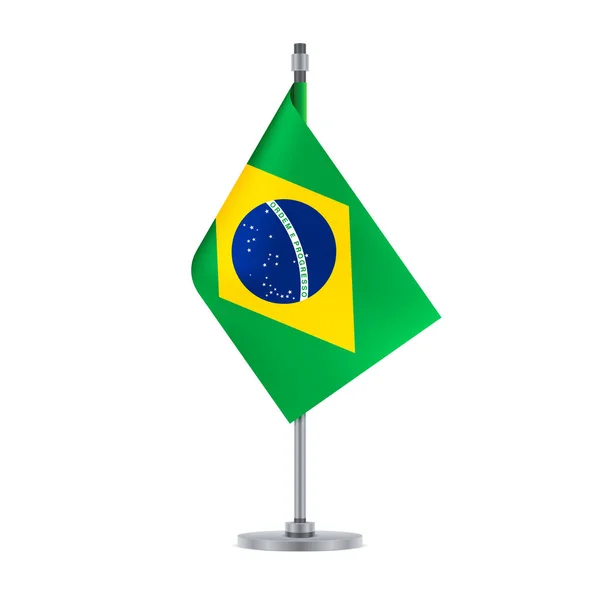 Desenho Bandeira Bandeira Brasileira Pendurada Poste Metálico Modelo Isolado Para —  Vetores de Stock