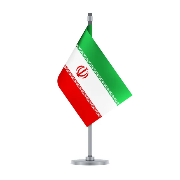 Desain Bendera Bendera Iran Tergantung Tiang Logam Templat Terisolasi Untuk - Stok Vektor