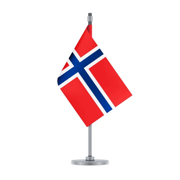 Flaggendesign Die Norwegische Flagge Hängt Der Metallstange Isolierte Vorlage Für — Stockvektor