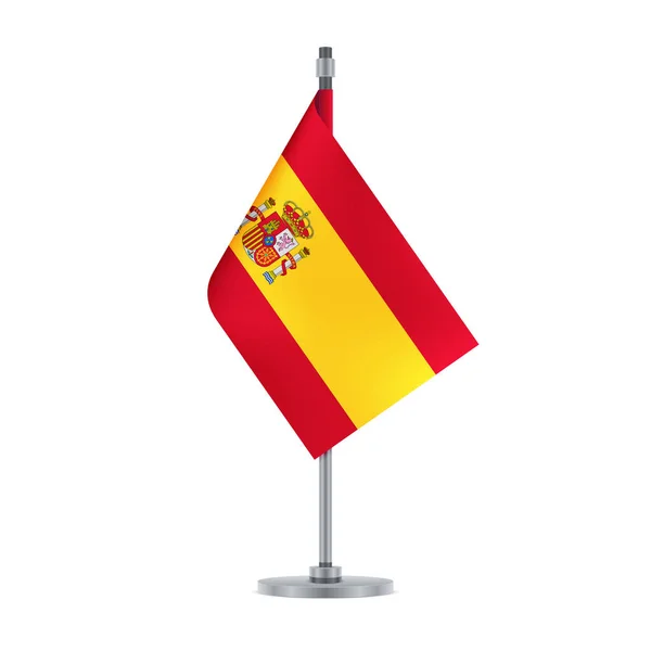 Diseño Bandera Bandera España Colgando Poste Metálico Plantilla Aislada Para — Vector de stock