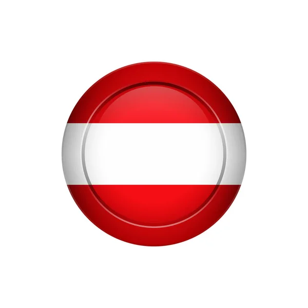 Прапор Дизайн Австрійський Прапор Кругла Кнопка Ізольована Шаблон Вашого Дизайну — стоковий вектор