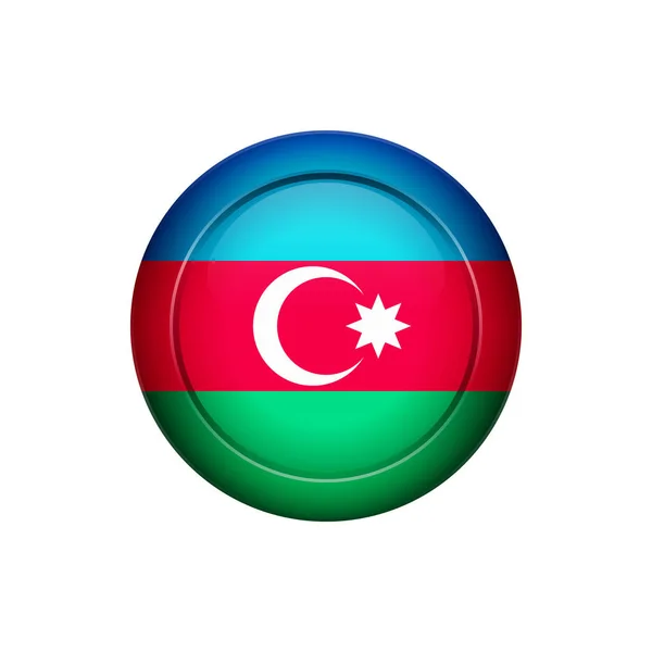 Diseño Bandera Bandera Azerbaiyán Botón Redondo Plantilla Aislada Para Sus — Archivo Imágenes Vectoriales