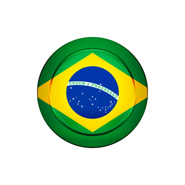 Desain Tombol Bendera Bendera Brasil Pada Tombol Bundar Templat Terisolasi - Stok Vektor