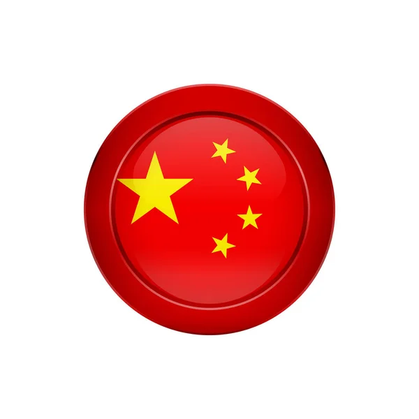 Vlag Knop Ontwerp Chinese Vlag Ronde Knop Geïsoleerde Sjabloon Voor — Stockvector