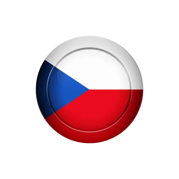 旗帜设计 在圆形按钮上的捷克国旗 设计的独立模板 矢量插图 — 图库矢量图片