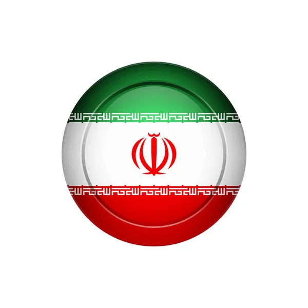 Desain Bendera Bendera Iran Pada Tombol Bundar Templat Terisolasi Untuk - Stok Vektor