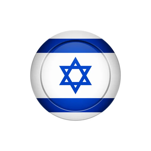 Vlag Ontwerpen Israëlische Vlag Ronde Knop Geïsoleerde Sjabloon Voor Ontwerpen — Stockvector