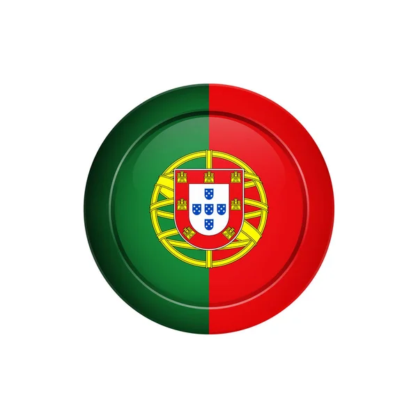 国旗をデザインします 丸いボタンにポルトガルの旗 あなたのデザインの分離のテンプレートです ベクトル図 — ストックベクタ