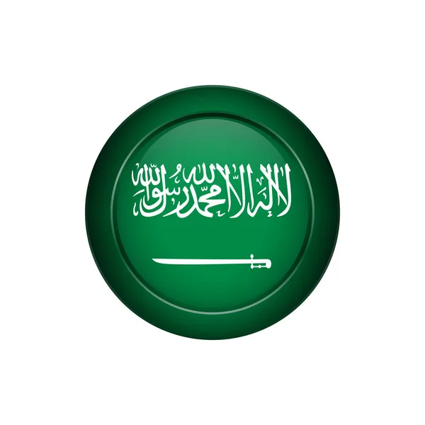 Desain Bendera Bendera Arab Saudi Pada Tombol Bundar Templat Terisolasi - Stok Vektor