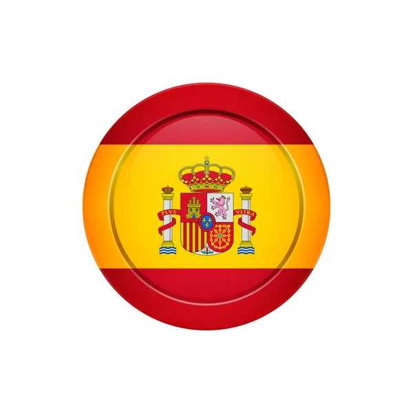 Diseño Bandera Bandera España Botón Redondo Plantilla Aislada Para Sus — Vector de stock