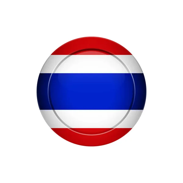 Flaggendesign Thailändische Flagge Auf Dem Runden Knopf Isolierte Vorlage Für — Stockvektor