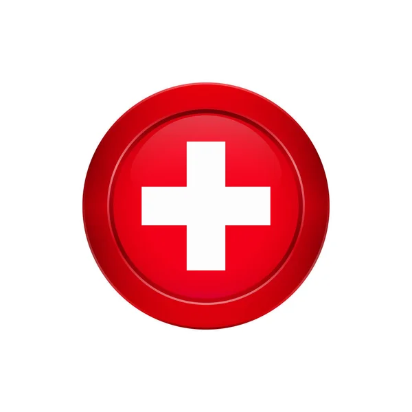 Vlajky Tlačítko Návrh Švýcarská Vlajka Kulaté Tlačítko Izolované Šablona Pro — Stockový vektor