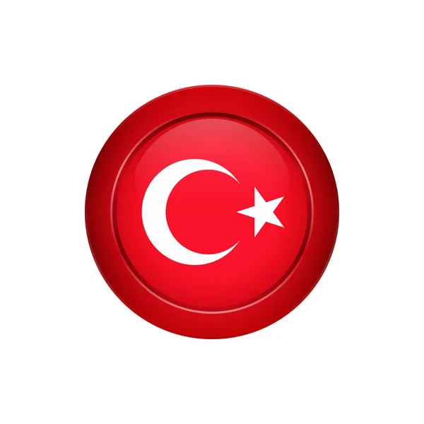 Desenho Botão Bandeira Bandeira Turca Botão Redondo Modelo Isolado Para —  Vetores de Stock