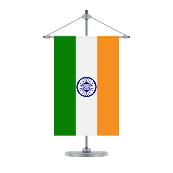 Conception Drapeau Drapeau Indien Sur Croix Métallique Modèle Isolé Pour — Image vectorielle