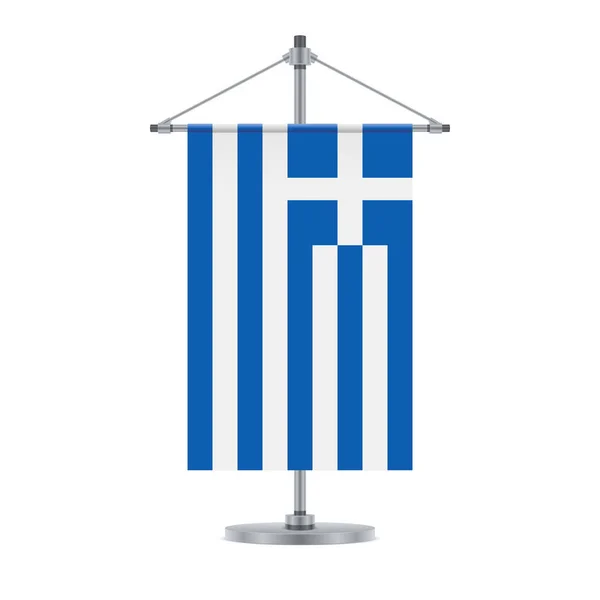 旗帜设计 在十字金属杆上的希腊国旗 设计的独立模板 矢量插图 — 图库矢量图片