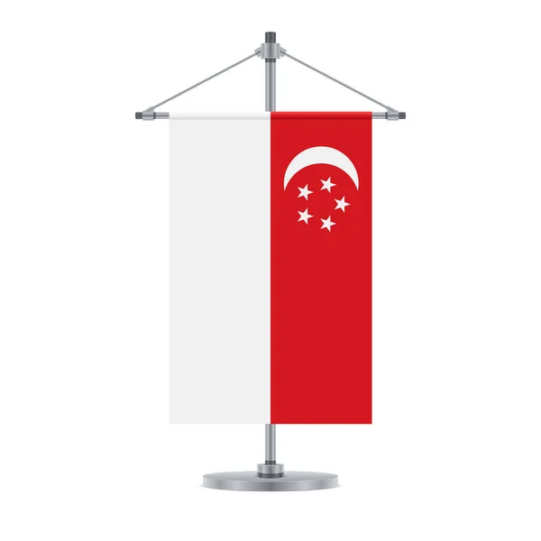 Flaggendesign Singaporeanische Flagge Der Metallischen Querstange Isolierte Vorlage Für Ihre — Stockvektor