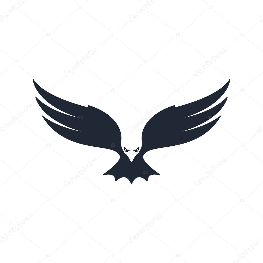 Eagle hunting. Eagle with negative space on white background. Vector illustration.