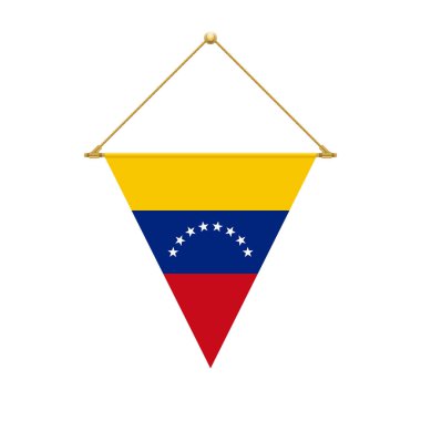 Flag design. Venezuelan triangle flag hanging. Isolated template for your designs. Vector illustration. clipart