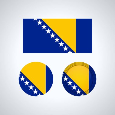 Bayrak tasarım. Bosna Hersek bayrağı ayarlanmış. Tasarımlarınız için izole şablonu. Vektör çizim.