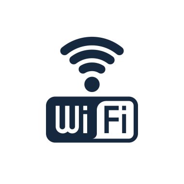 Beyaz arka plan üzerinde metin simgesiyle wifi tasarımı. İzole vektör çizimler.